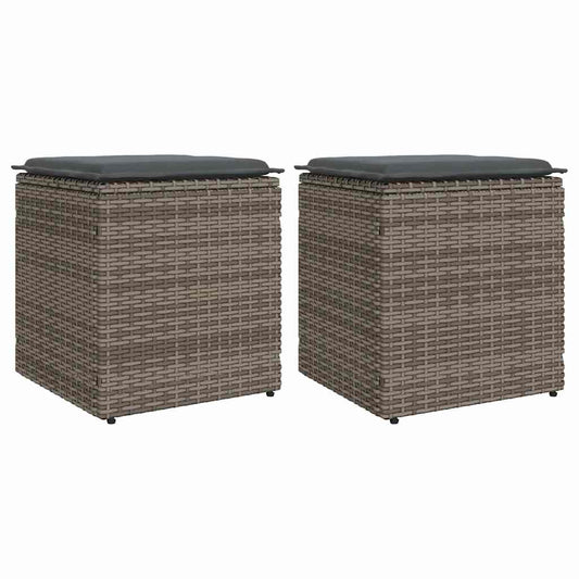 HKH Bancos Jardim com Almofadas 2 Unid 40x40x43 Cm Vime Pe - Cinzento