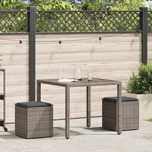 HKH Bancos Jardim com Almofadas 2 Unid 40x40x43 Cm Vime Pe - Cinzento