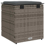 HKH Bancos Jardim com Almofadas 2 Unid 40x40x43 Cm Vime Pe - Cinzento