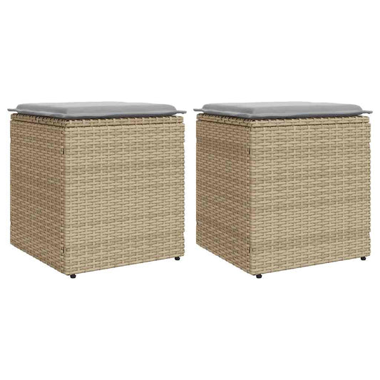 HKH Bancos de Jardim com Almofadas 2 Unid 40x40x43 Cm Vime Pe - Bege