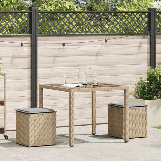 HKH Bancos de Jardim com Almofadas 2 Unid 40x40x43 Cm Vime Pe - Bege
