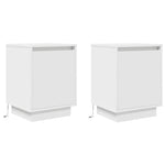 HKH Conjunto de 2 Mesas de Cabeceira com Luzes Led - Branco