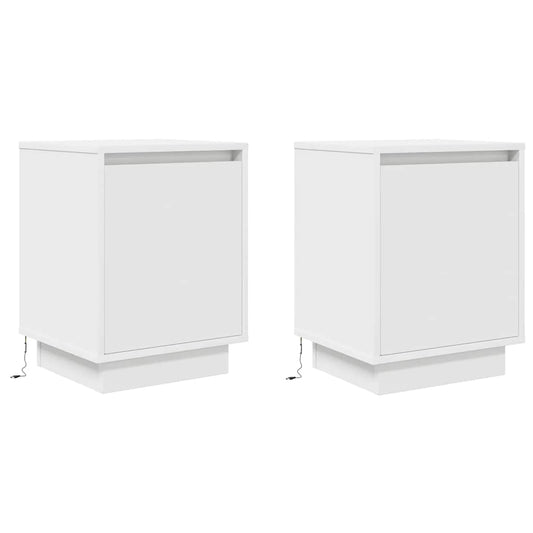 HKH Conjunto de 2 Mesas de Cabeceira com Luzes Led - Branco