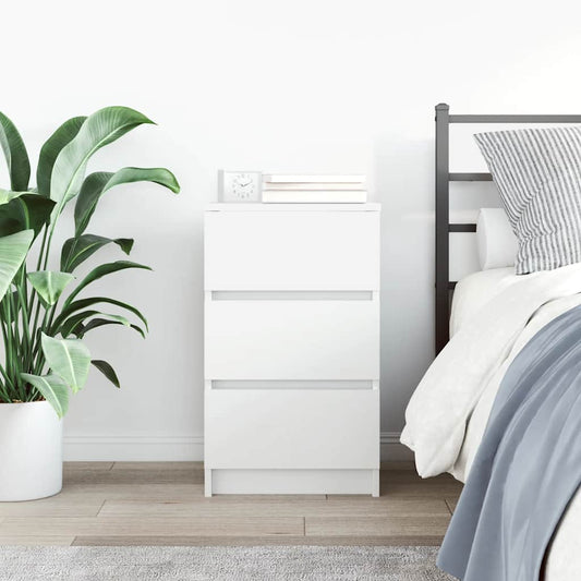 HKH Mesa de Cabeceira com 3 Gavetas - Branco