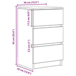 HKH Mesa de Cabeceira com 3 Gavetas - Branco