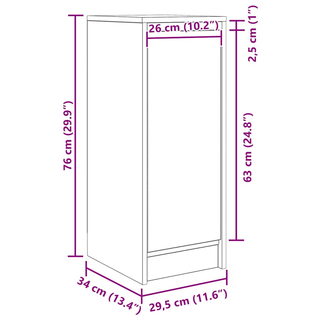 HKH Aparador en derivados de Madera 29,5 X 34 X 76 Cm - Roble Artesano