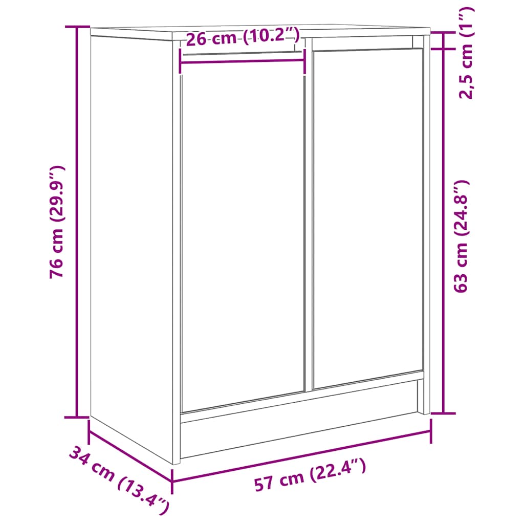 HKH Aparador em derivados de Madeira 57 X 34 X 76 Cm - Branco