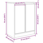 Aparador HKH en derivados de Madera 57 X 34 X 76 Cm - Roble Artesano