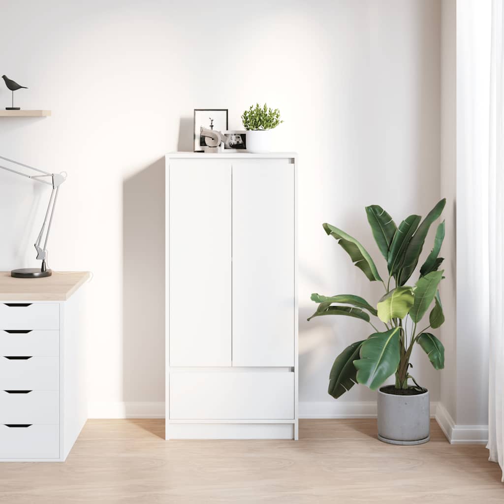 HKH Armario Alto de Madera con Cajón 55,5 X 34 X 119,5 Cm - Blanco