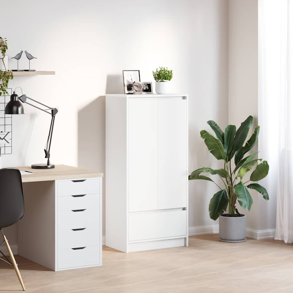 HKH Armario Alto de Madera con Cajón 55,5 X 34 X 119,5 Cm - Blanco