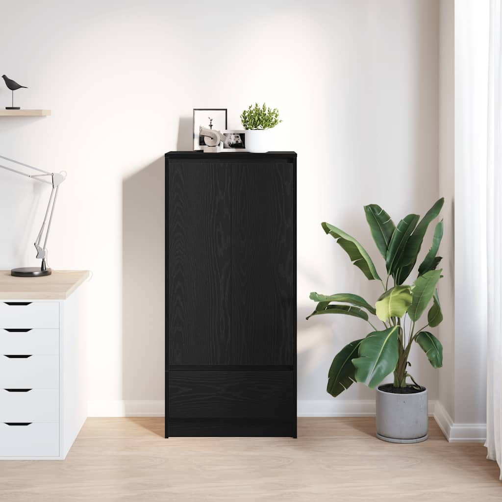 HKH Armario Alto en Derivados de Madera con Cajón 55,5 X 34 X 119,5 Cm - Roble Negro