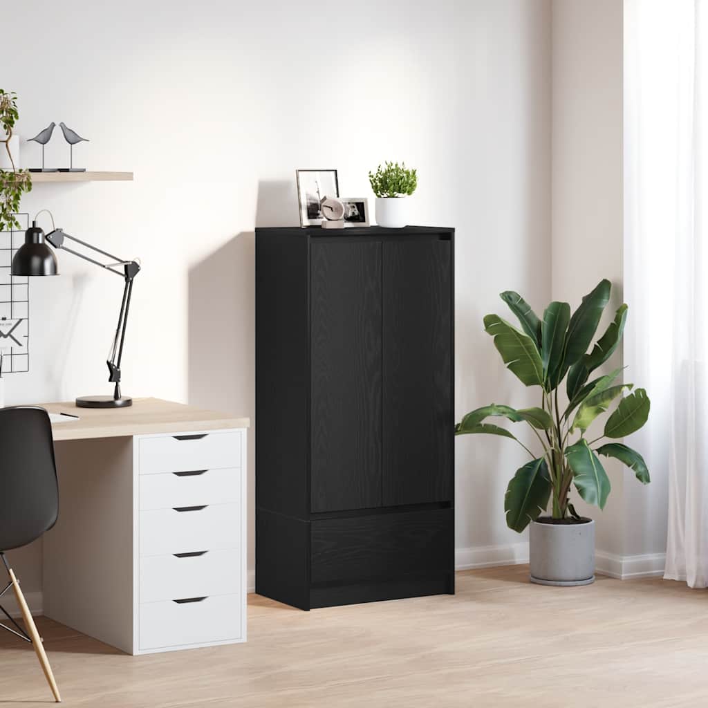HKH Armario Alto en Derivados de Madera con Cajón 55,5 X 34 X 119,5 Cm - Roble Negro
