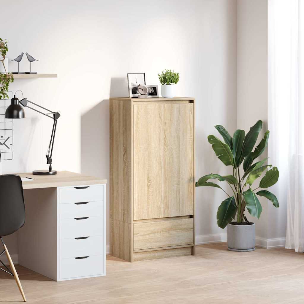 HKH Armario Alto de Madera con Cajón 55,5 X 34 X 119,5 Cm - Roble Sonoma