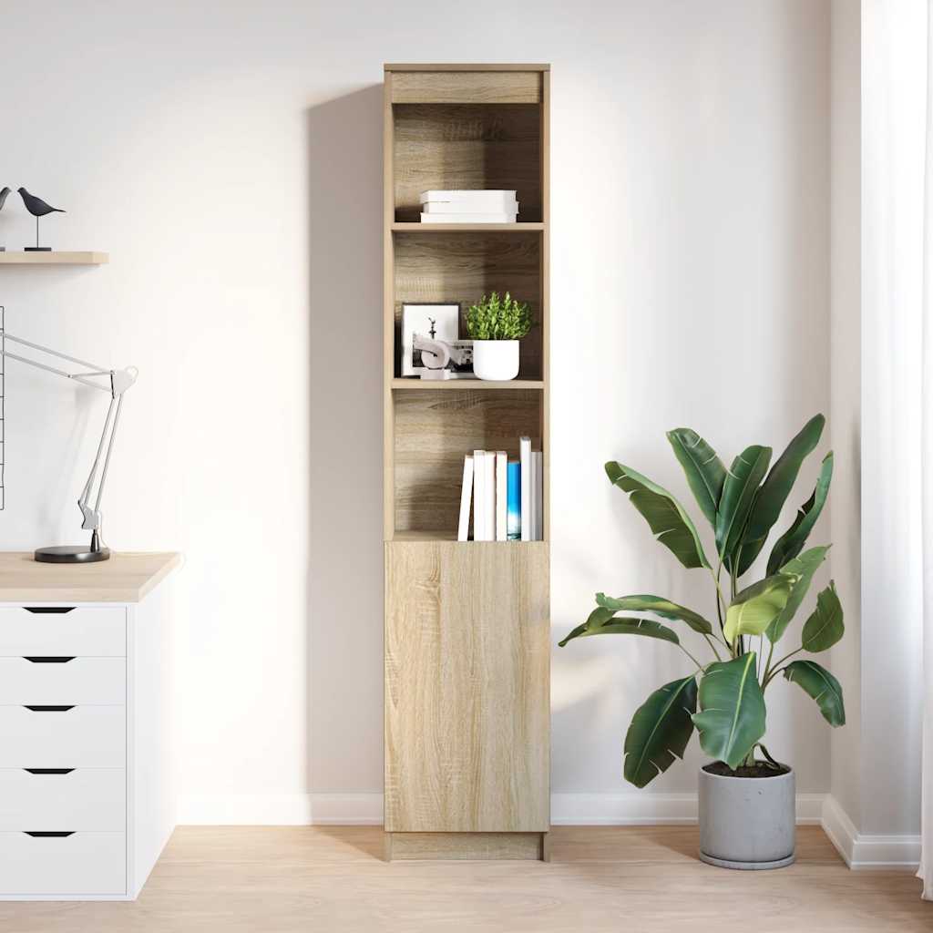Aparador alto HKH de madera DM de 37,5 X 35 X 180 Cm - Roble Sonoma