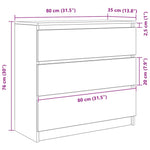 HKH Aparador em derivados de Madeira 80 X 35 X 76 Cm - Branco