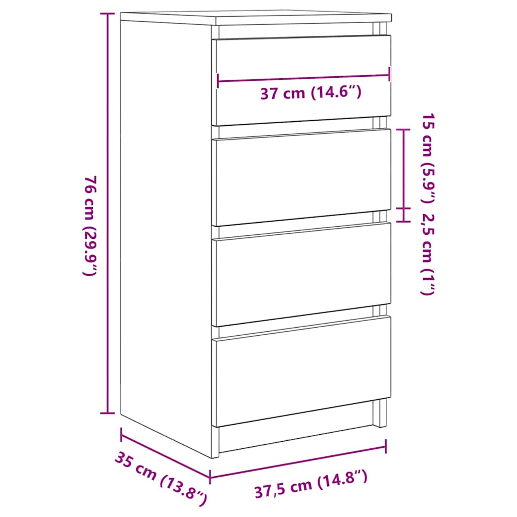 Aparador HKH en derivados de Madera 37,5 X 35 X 76 Cm - Roble Artesano