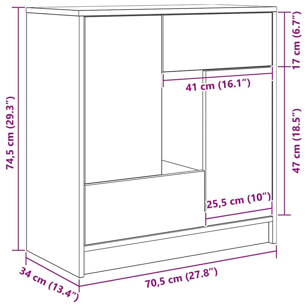 HKH Aparador en derivados de Madera 41 X 28,5 X 17 Cm - Roble Negro
