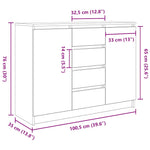 HKH Aparador em derivados de Madeira 100,5 X 35 X 76 Cm - Branco