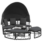 HKH Cama Lounge De Exterior C/ Toldo E Almofadões Vime Pe - Preto