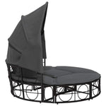 HKH Cama Lounge De Exterior C/ Toldo E Almofadões Vime Pe - Preto