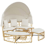 HKH Cama Lounge De Exterior C/ Toldo E Almofadões Vime Pe - Marrom