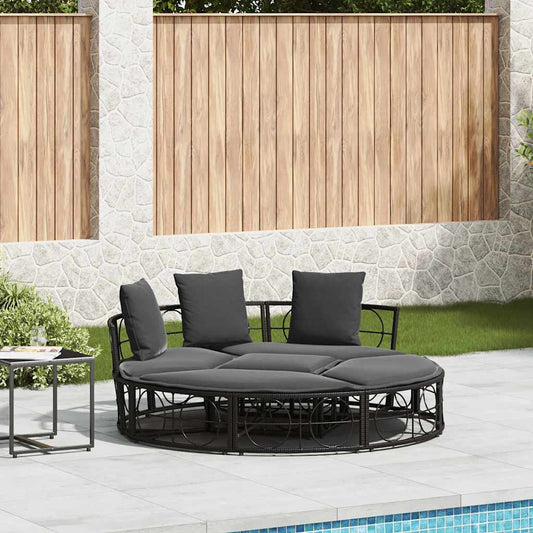 HKH Cama Lounge De Exterior Sem Toldo Vime Pe - Preto