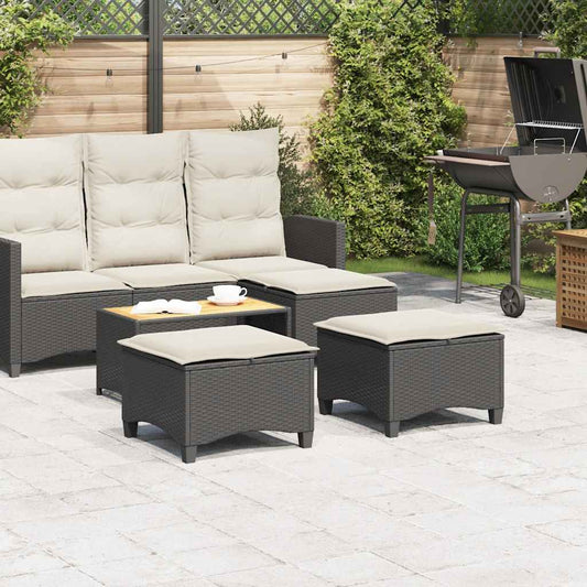 HKH Bancos de Jardim com Almofadas 2 Unid 55x55x36 Cm Vime Pe - Preto