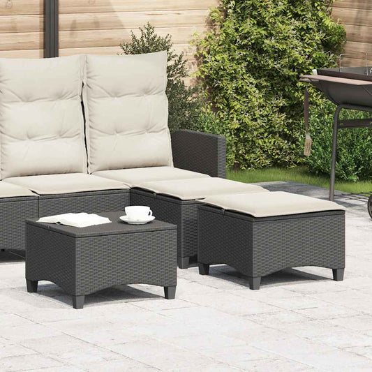 HKH Bancos de Jardim com Almofadas 2 Unid 55x55x36 Cm Vime Pe - Preto
