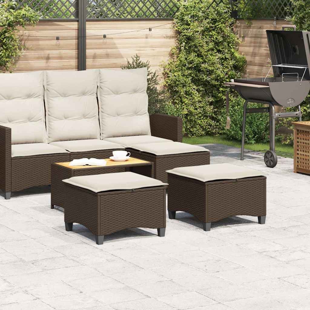 HKH Bancos Jardim com Almofadas 2 Unid 55x55x36 Cm Vime Pe Castanho - Marrom