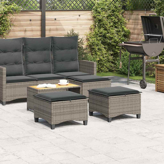 HKH Bancos Jardim com Almofadas 2 Unid 55x55x36 Cm Vime Pe - Cinzento