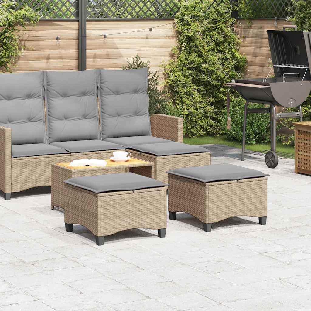 HKH Bancos de Jardim com Almofadas 2 Unid 55x55x36 Cm Vime Pe - Bege