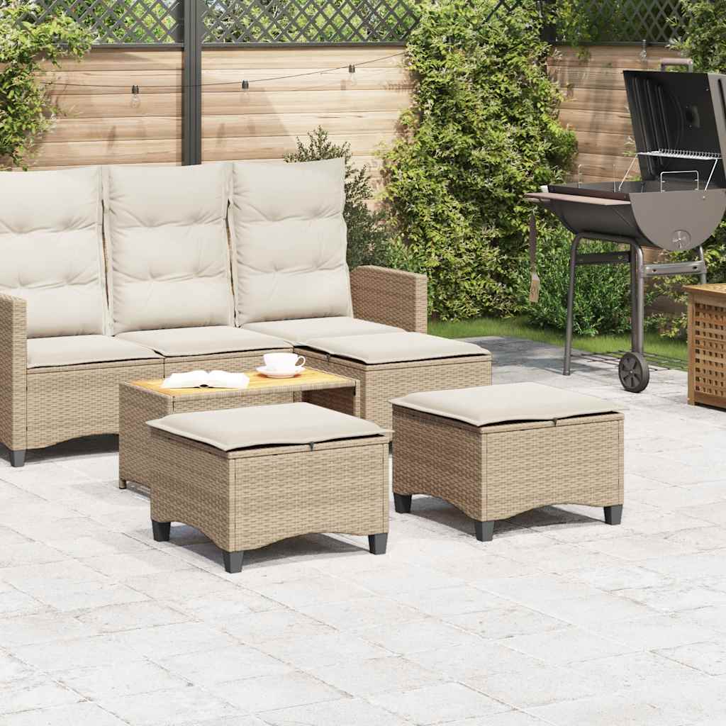 HKH Bancos de Jardim com Almofadas 2 Unid 55x55x36 Cm Vime Pe - Bege