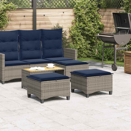 HKH Bancos Jardim com Almofadas 2 Unid 55x55x36 Cm Vime Pe - Cinzento