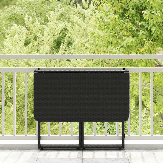 HKH Mesa de Jardim Dobrável 90x51x75 Cm Vime Pe - Preto