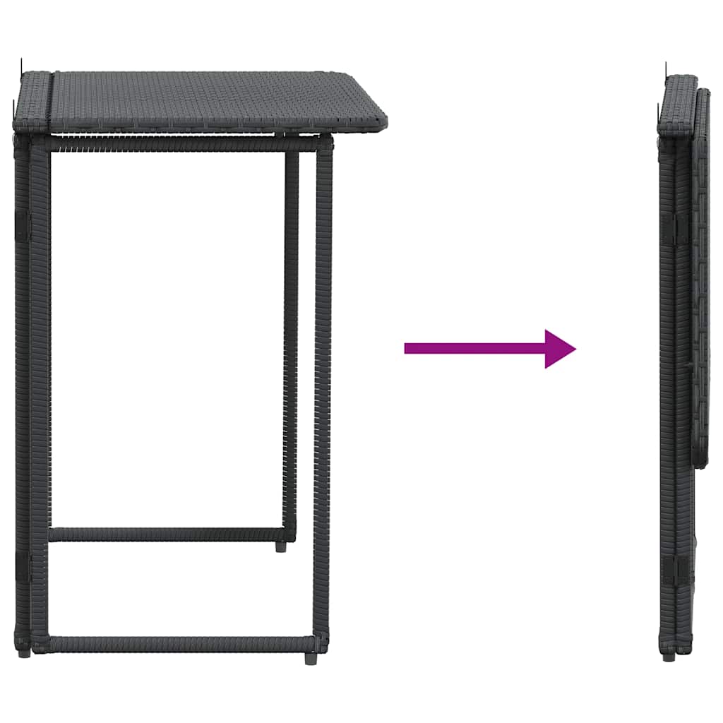 HKH Mesa de Jardim Dobrável 90x51x75 Cm Vime Pe - Preto