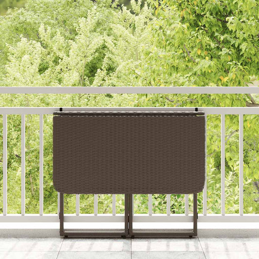HKH Mesa de Jardim Dobrável 90x51x75 Cm Vime Pe Castanho - Marrom