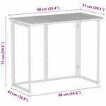 HKH Mesa de Jardim Dobrável 90x51x75 Cm Vime Pe Castanho - Marrom