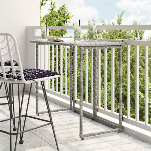 HKH Mesa de Jardim Dobrável 90x51x75 Cm Vime Pe - Cinzento
