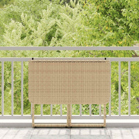 HKH Mesa de Jardim Dobrável 90x51x75 Cm Vime Pe - Bege