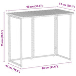 HKH Mesa de Jardim Dobrável 90x51x75 Cm Vime Pe - Bege