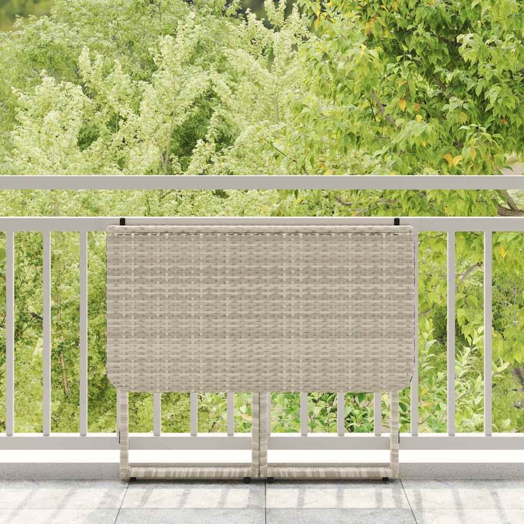 HKH Mesa de Jardim Dobrável 90x51x75 Cm Vime Pe -claro - Cinzento