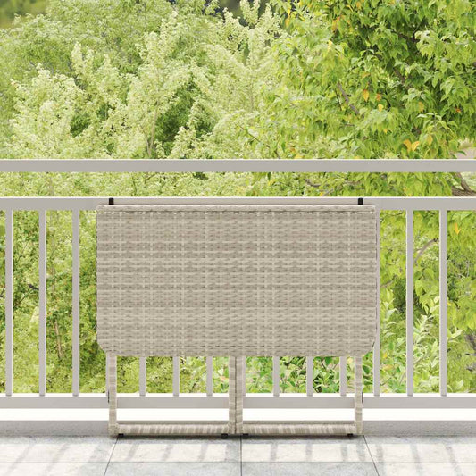 HKH Mesa de Jardim Dobrável 90x51x75 Cm Vime Pe -claro - Cinzento