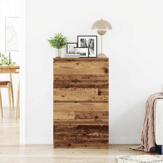 HKH Aparador em derivados de Madeira com 4 Gavetas 60 X 35 X 98,5 Cm - Madeira Velha