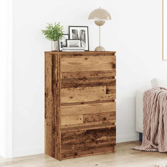 HKH Aparador em derivados de Madeira com 4 Gavetas 60 X 35 X 98,5 Cm - Madeira Velha