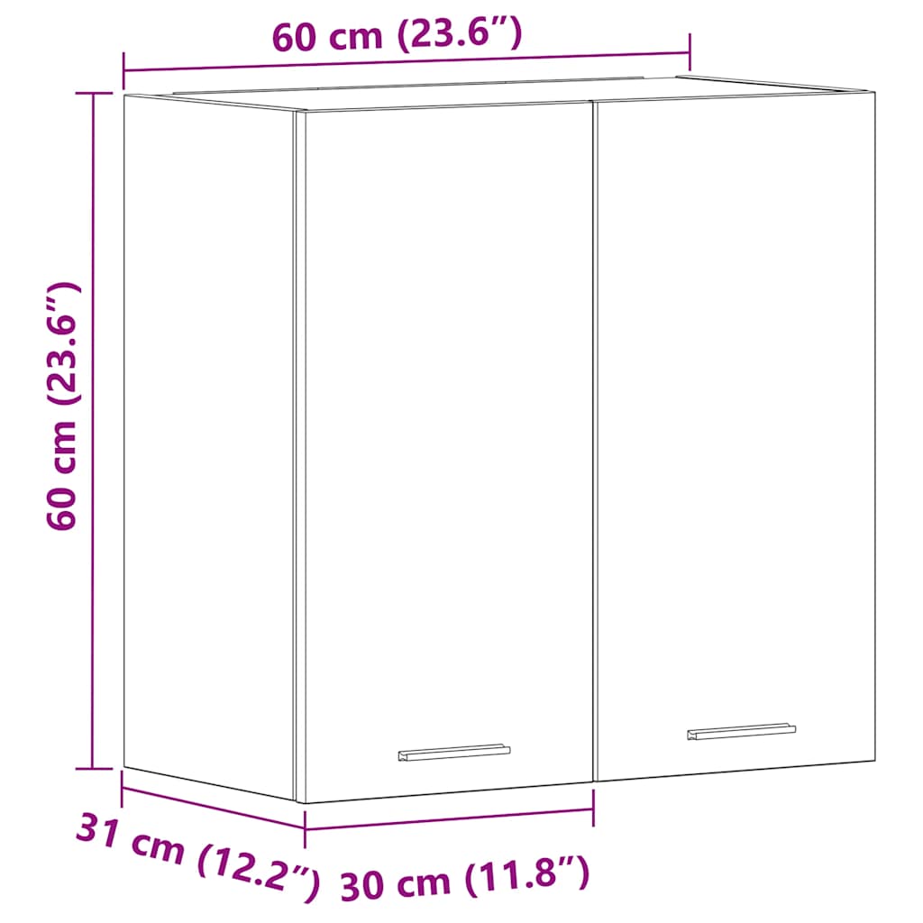 HKH Armario de Pared de Cocina Lyon Roble Artesanal - 60x31x60 Cm