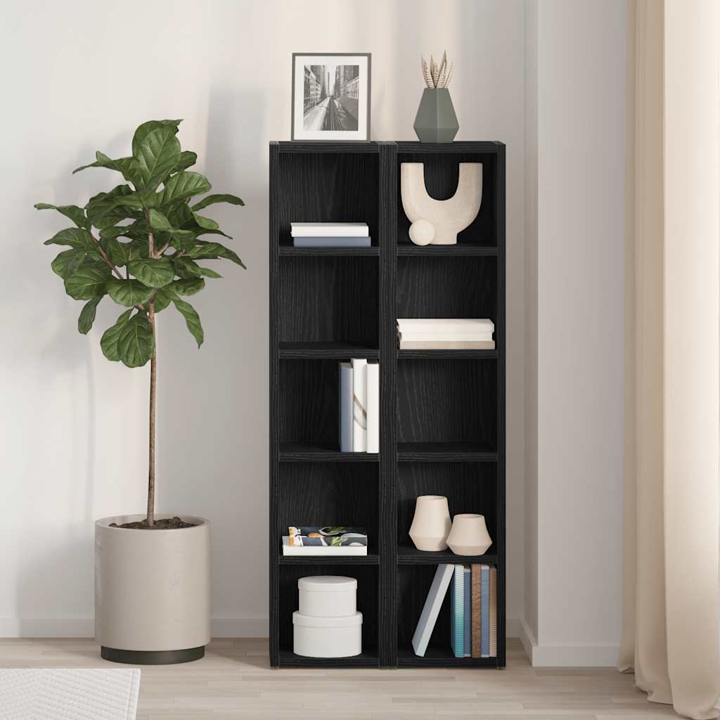 HKH Armarios para CD 2 Piezas en Roble - 21x16x93,5 Cm - Negro