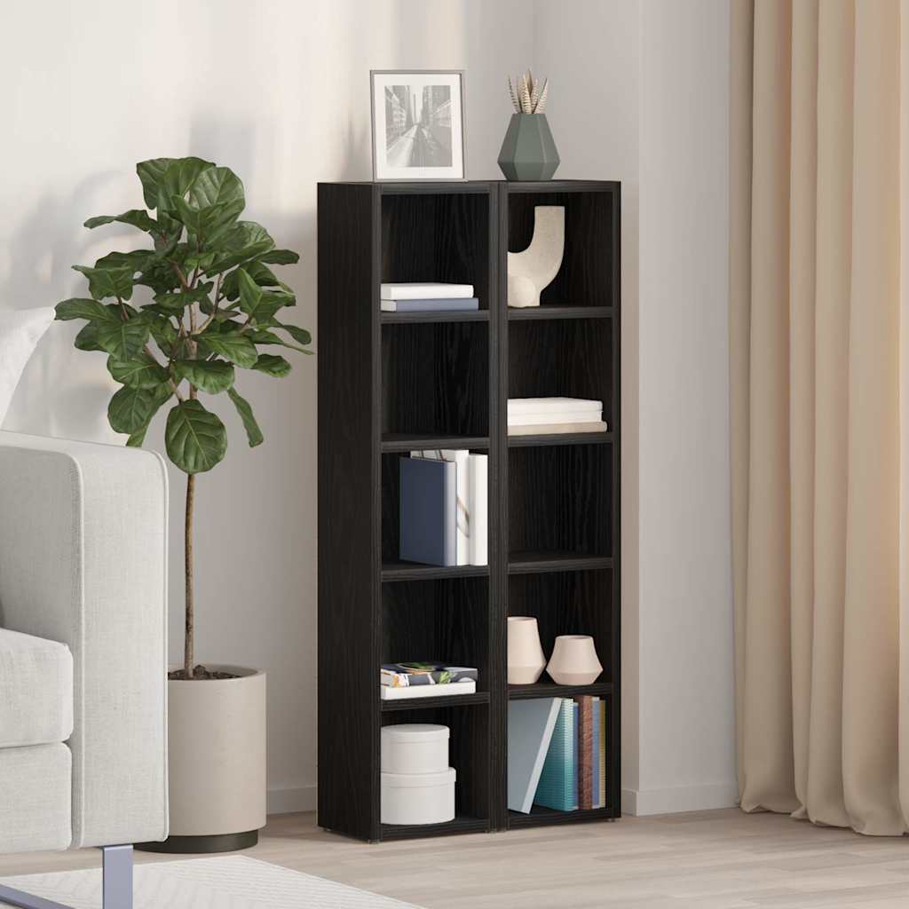 HKH Armarios para CD 2 Piezas en Roble - 21x16x93,5 Cm - Negro