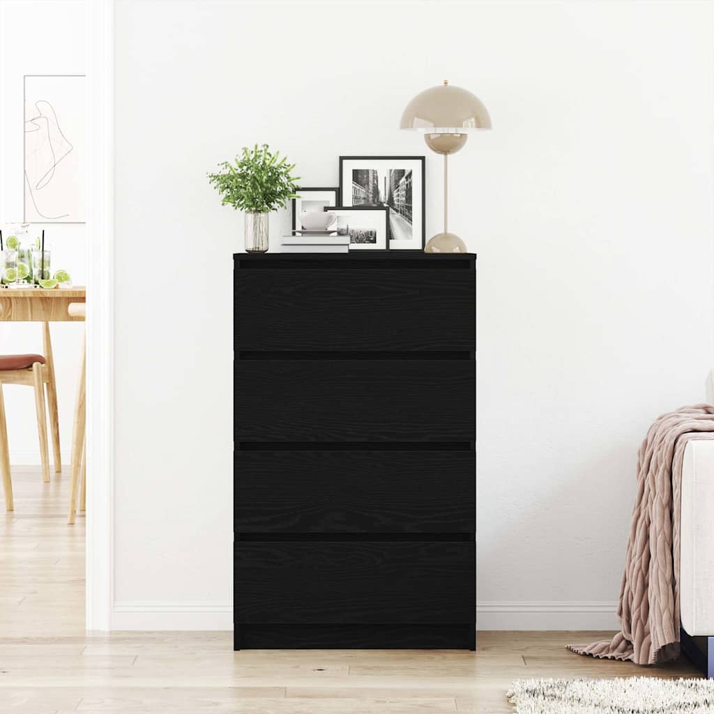 Aparador HKH en derivados de madera con 4 Cajones 60 X 35 X 98,5 Cm - Roble Negro