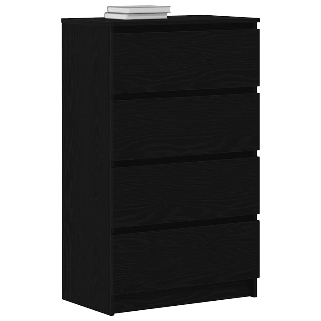 HKH Aparador em derivados de Madeira com 4 Gavetas 60 X 35 X 98,5 Cm - Carvalho Preto