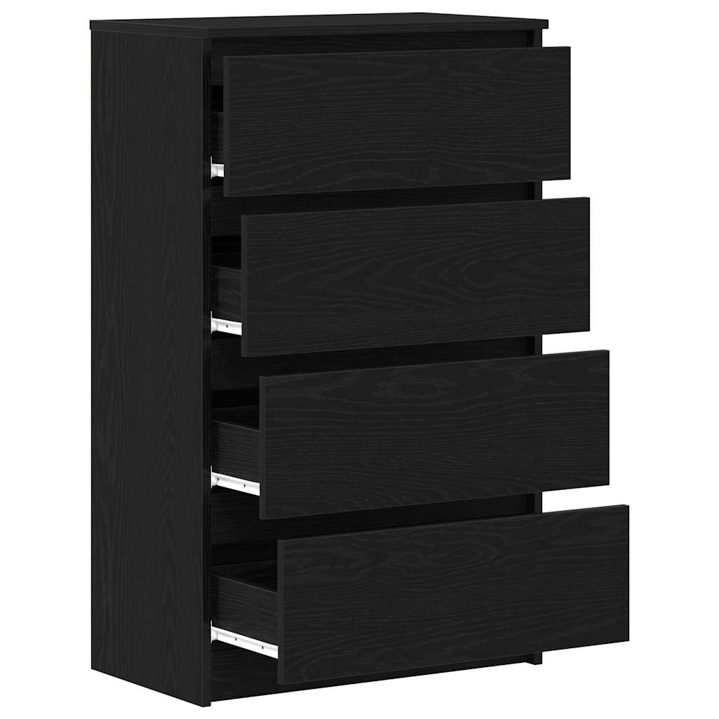 HKH Aparador em derivados de Madeira com 4 Gavetas 60 X 35 X 98,5 Cm - Carvalho Preto